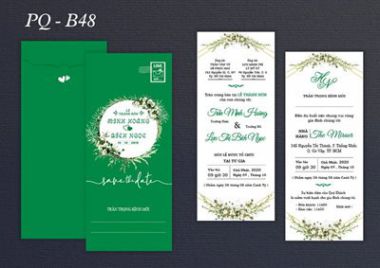 Thiệp cưới truyền thống phong cách cổ điển xanh lá